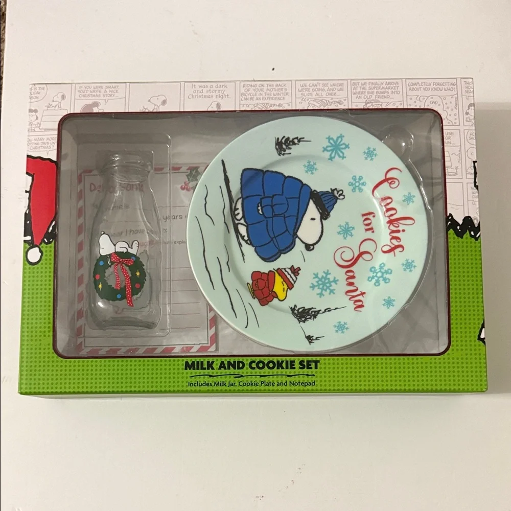 Peanuts Holiday Milk and Cookie Set - Blue, Red, Green - Picture 1 of 2